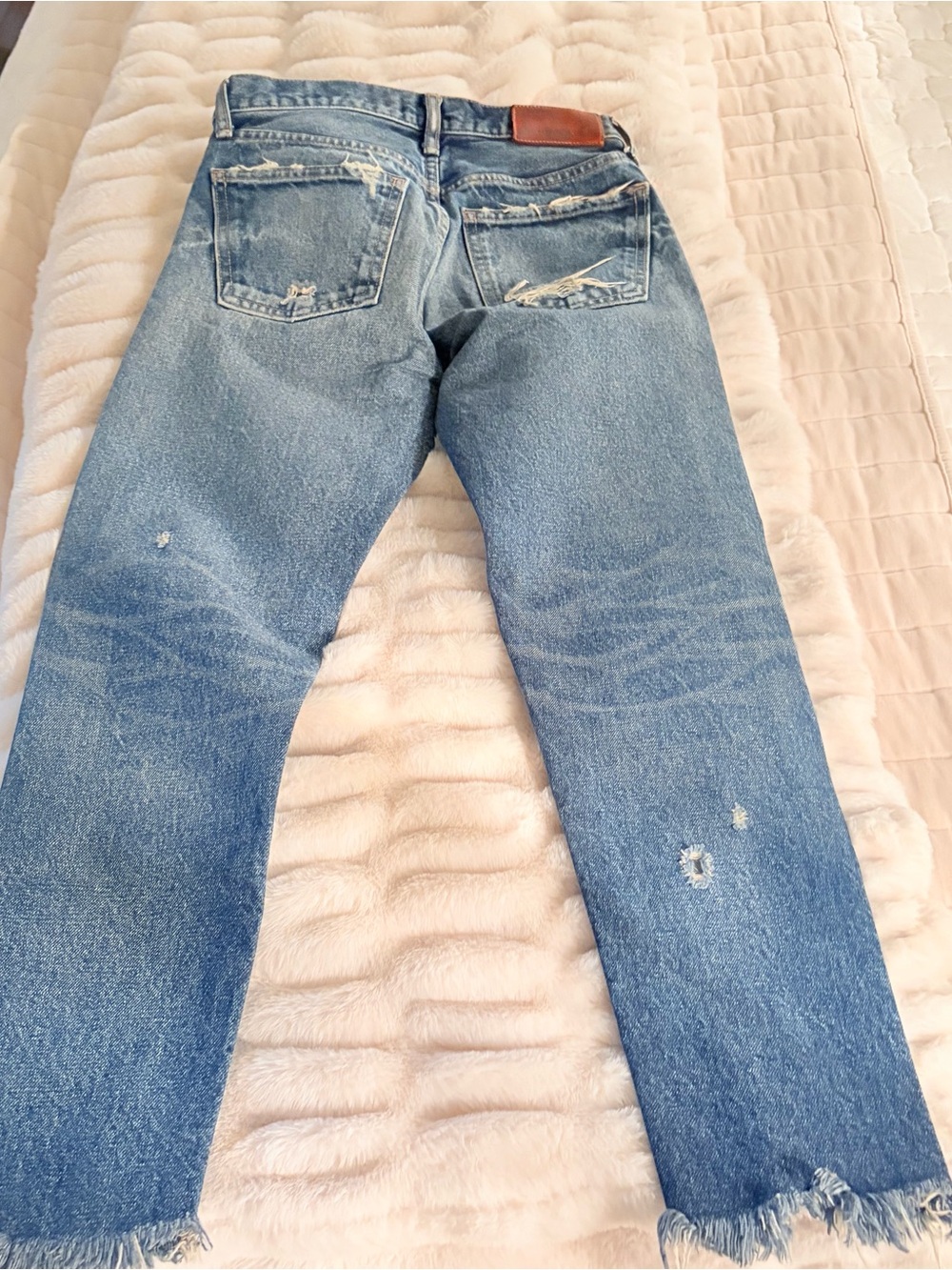 Moussy Light Blue Distressed Straight Leg crop Jeans. - Picture 2 of 2